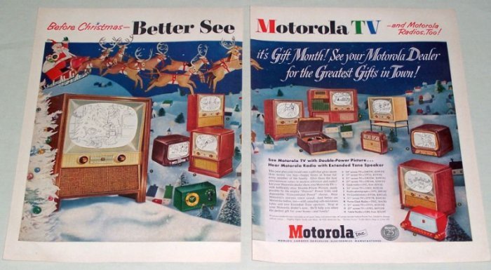 1953 Motorola Televisions Radios Color Christmas Print Ad