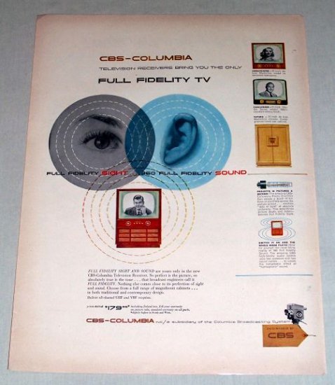 1953 CBS-Columbia Full Fidelity TV Receiver Color Print Ad