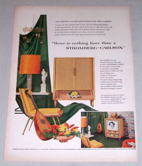 1953 Stromberg Carlson The Empire 24" Tube TV Color Print Ad