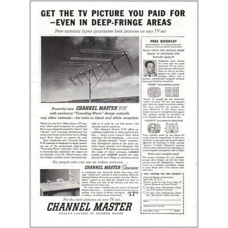 1957 Channel Master T-W Television Antenna Vintage Print Ad