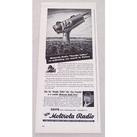 1944 Motorola Radio Handie Talkie Radio Wartime Vintage Print Ad