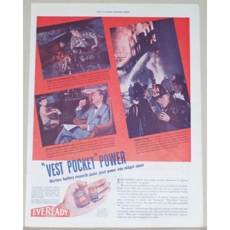 1945 Eveready Long Life Battery Color Print Ad - Mini Max