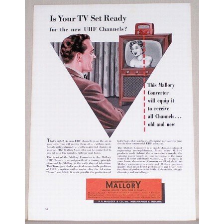 1953 Mallory Converter Color Vintage Print Ad - Is Your TV Set Ready?