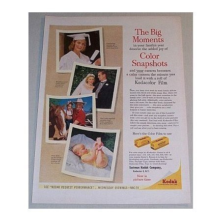 1955 Kodak Kodacolor Film Color Print Ad - The Big Moments