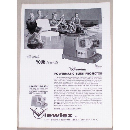 1957 Viewlex Powermatic Slide Projector Vintage Print Ad