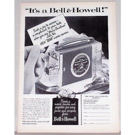 1953 Bell Howell 200 Movie Camera Vintage Print Ad