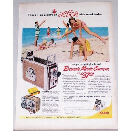1955 Kodak Brownie Movie Camera Color Print Ad