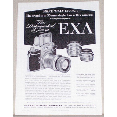 1957 Exa 35mm Reflex Camera Vintage Print Ad - The Distinguished 35mm
