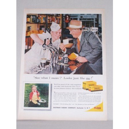 1958 Kodak Kodacolor Film Soda Jerk Color Print Ad