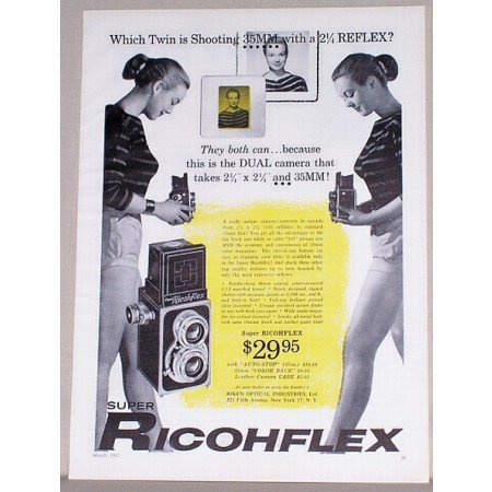 1957 Super Ricohflex Camera Vintage Print Ad - Which Twin Is Shooting