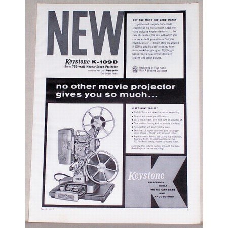 1957 Keystone K-109 Magna-Scope Projector Vintage Print Ad