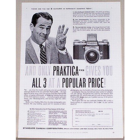 1957 Praktica FX3 Camera Vintage Print Ad - 3 At A Price