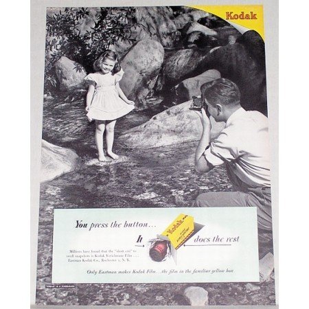1948 Kodak Verichrome Film Vintage Print Ad - You Press The Button