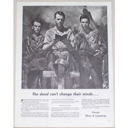 1945 Ansco Films Cameras Wartime WWII Vintage Print Ad - Dead Can't Change