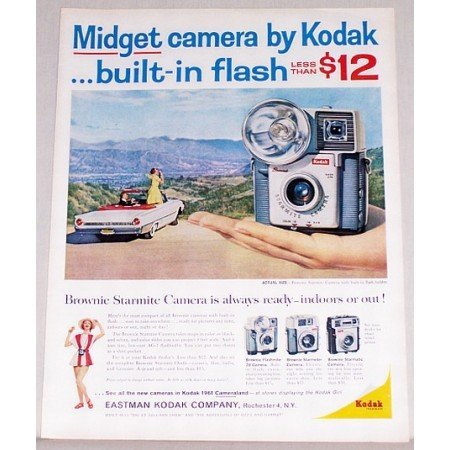 1961 Kodak Starmite Camera Built In Flash Holder Color Print Ad