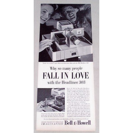1956 Bell Howell Headliner 303 Slide Projector Vintage Print Ad