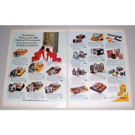 1955 Kodak Photo Movie Cameras Color 2 Page Color Print Ad