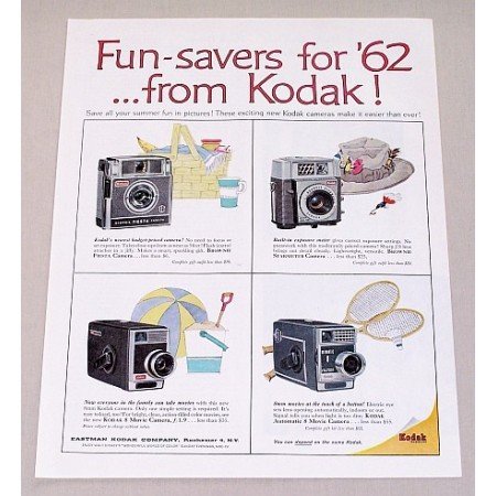 1962 Kodak Brownie Cameras 8 Movie Camera Color Print Ad