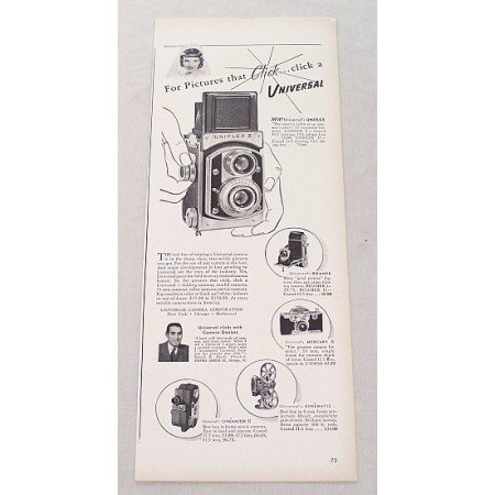 1948 Universal Uniflex II Camera Vintage Print Ad - Pics That Click