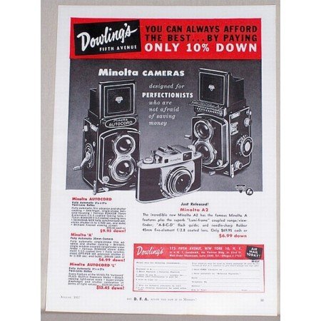 1957 Minolta Autocord Cameras Color Print Ad