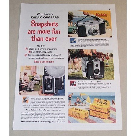 1954 Kodak Cameras Color Print Ad - Pony Brownie Duaflex III