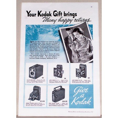 1935 Kodak Cameras Vintage Print Ad - Many Happy Returns