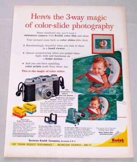 1955 Eastman Kodak Model B Pony Camera Color Print Ad