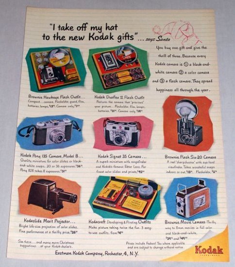 1953 Kodak Cameras Color Print Art Ad - Kodak Gifts