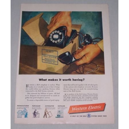 1949 Western Electric Telephone 302G-3F Phone Color Print Art Ad