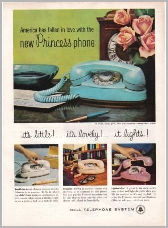 1960 Bell Telephone System Princess Phone Color Print Ad