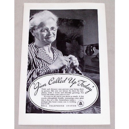 1937 Bell Telephone System Vintage Print Ad - Jim Called Up Today