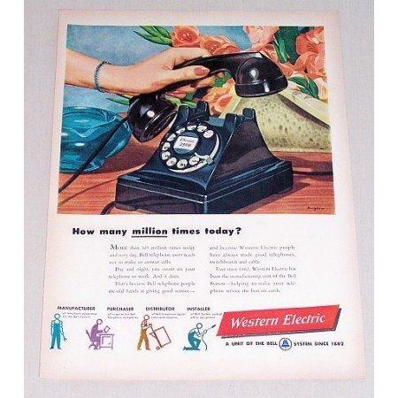 1948 Western Electric Telephone Bingham Art Color Print Ad