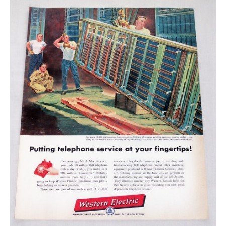 1956 Western Electric Telephone Switching Apparatus Color Print Ad