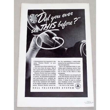 1937 Bell Telephone System Vintage Print Ad - See This Before?