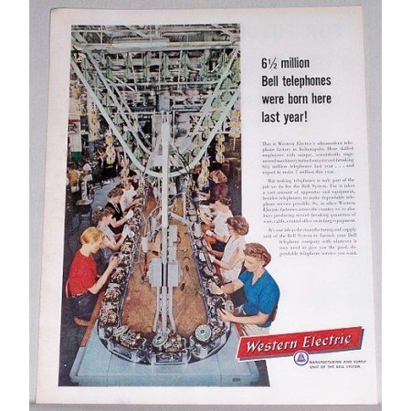 1957 Western Electric Phone Color Phone Assembly Line Print Ad