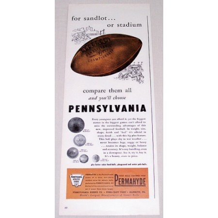1947 Pennsylvania Championship Football Color Vintage Print Ad