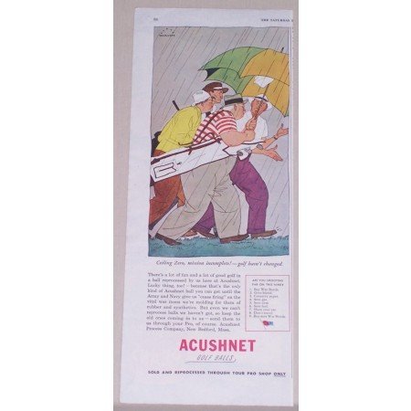 1945 Acushnet Golf Balls Color Beckhoff Art Color Print Ad