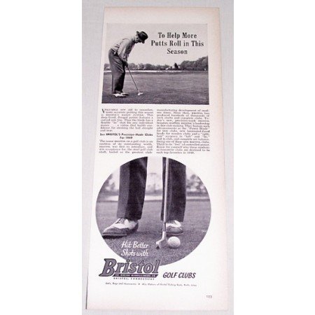 1949 Bristol Dandy Putter Golf Vintage Print Ad - Help More Putts Roll