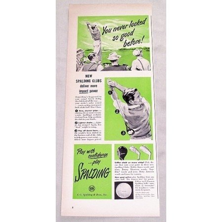 1949 Spalding Golf Clubs Vintage Print Ad - Never Looked So Good!