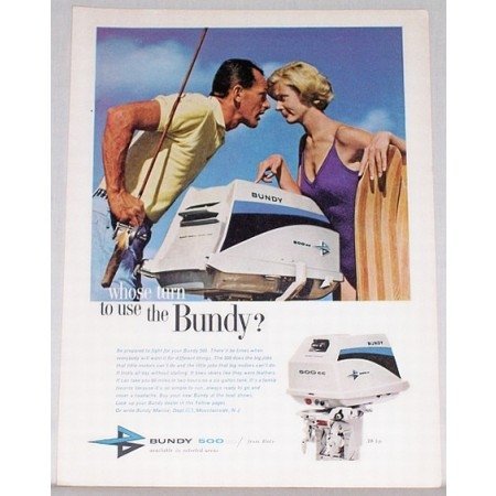 1962 Bundy 500cc 30HP Outboard Motor Color Print Ad