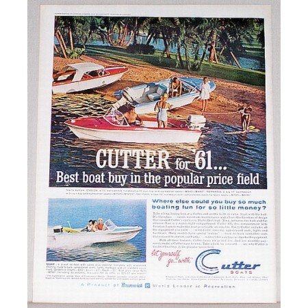1961 Cutter Boats Outdoor Beach Color Print Ad - Best Boat Buy