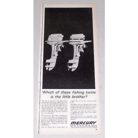 1962 Mercury Outboard Motor Vintage Print Ad - Fishing Twins