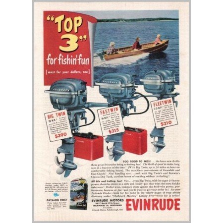 1951 Evinrude Outboard Boat Motors Boating Color Print Ad