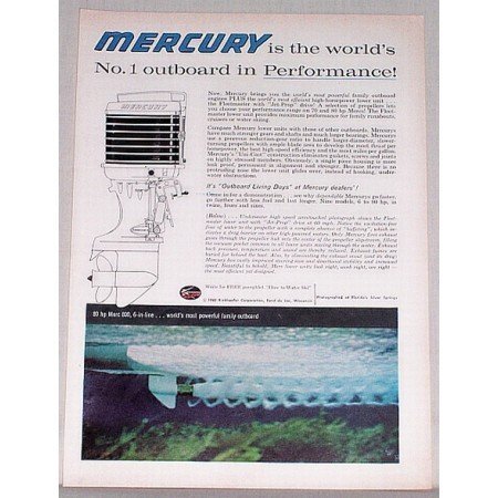 1960 Mercury 800 Outboard Motor Color Print Ad - Outboard Days