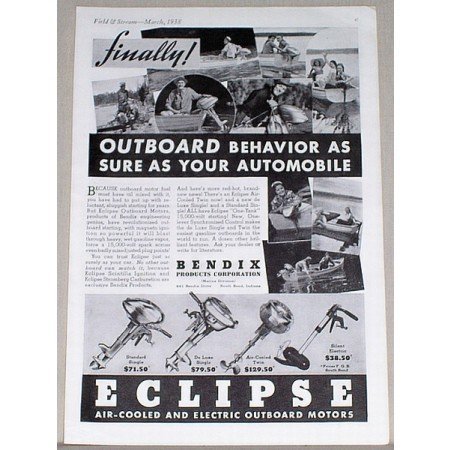 1938 Eclipse Outboard Motors Vintage Print Ad - Outboard Behavior