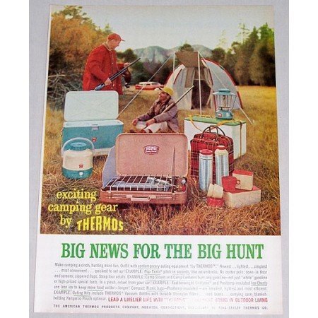 1961 Thermos Brand Camping Gear Color Print Ad - Big Hunt