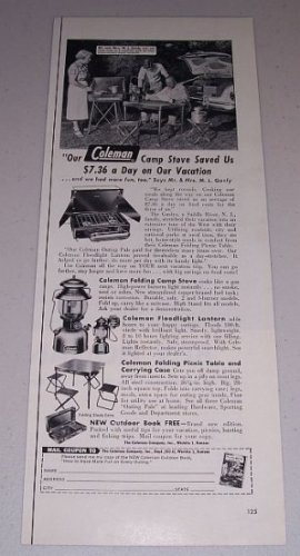 1954 Coleman Camp Stove Camping Products Vintage Print Ad