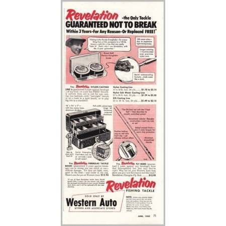 1953 Revelation Fishing Line Tackle Box Vintage Print Ad