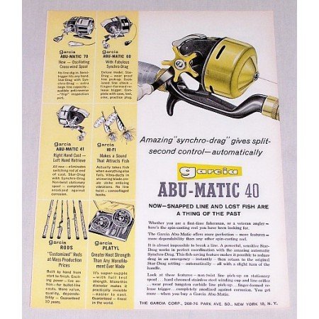 1960 Garcia Abu-Matic 40 Fishing Reel Color Print Ad