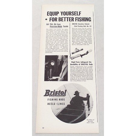 1948 Bristol #53 Steel Casting Rod Vintage Print Ad - Equip Yourself
